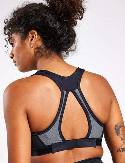 Nike Swoosh High Support Bra - Black/Iron Grey/Whiteimage2- The Sports Edit