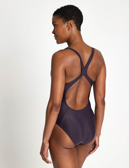 adidas 3-Stripes C-Back Swimsuit - Aurora Black/Aurora Plumimage2- The Sports Edit