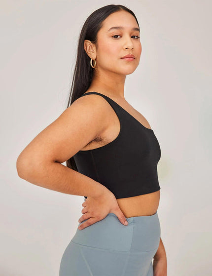 Girlfriend Collective Bianca One Shoulder Bra - Blackimage7- The Sports Edit