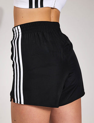 3-Stripes High Waisted Shorts - Black/White