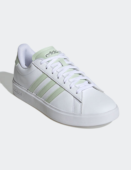 adidas Grand Court 2.0 Shoes - Cloud White/Linen Green/Matte Silverimage2- The Sports Edit