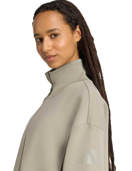 adidas Soft Lux Quarter-Zip - Silver Pebbleimage3- The Sports Edit