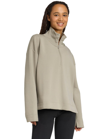adidas Soft Lux Quarter-Zip - Silver Pebbleimage5- The Sports Edit