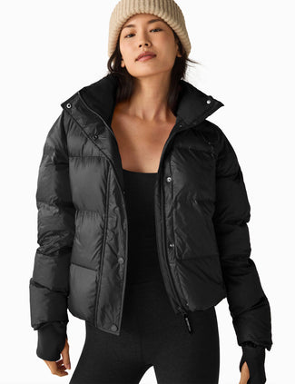 Big Cozy Hooded Puffer Jacket - Black