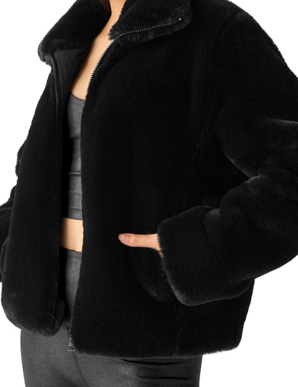 Beyond Yoga Faux Fur Jacket - Blackimage3- The Sports Edit