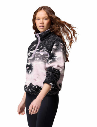 Helvetia II Cropped Sherpa Half Snap Printed Fleece - Shale Purple Sisters/Shale Purple - BROKEN STOCK