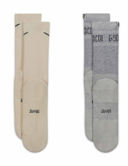 Nike Everyday Plus Cushioned Crew Socks (2 Pairs) - Brown/Greyimage2- The Sports Edit