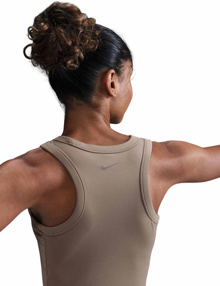 Nike One Fitted Dri-FIT Cropped Tank Top - Mink Brown/Blackimage3- The Sports Edit