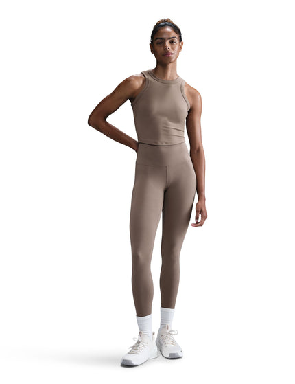 Nike One Fitted Dri-FIT Cropped Tank Top - Mink Brown/Blackimage5- The Sports Edit