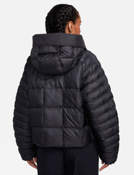 Nike Sportswear Swoosh Puffer Oversized Hooded Jacket - Black/Whiteimage2- The Sports Edit