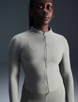 Zenvy Full-Zip Long-Sleeve Top - Light Army/White