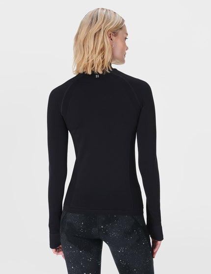 Sweaty Betty Athlete Seamless Workout Zip Up - Blackimage2- The Sports Edit