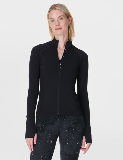 Sweaty Betty Athlete Seamless Workout Zip Up - Blackimage1- The Sports Edit