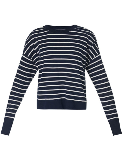 Sweaty Betty After Class Crop Sweatshirt - Navy White Stripeimage8- The Sports Edit