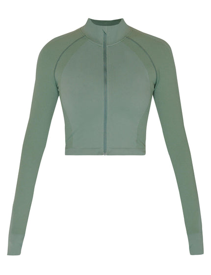 Sweaty Betty Athlete Crop Seamless Gym Zip Up - Cool Forest Greenimage8- The Sports Edit