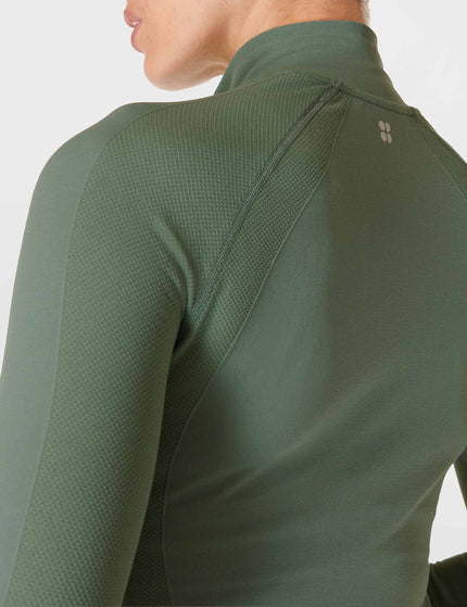 Sweaty Betty Athlete Crop Seamless Gym Zip Up - Cool Forest Greenimage4- The Sports Edit
