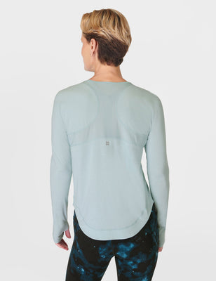 Breathe Easy Running Long Sleeve Top - Muted Teal Blue