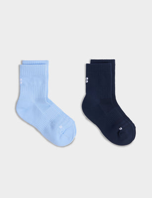 Crew Running Socks 2 Pack - Breeze Blue/Navy Blue