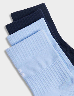 Crew Running Socks 2 Pack - Breeze Blue/Navy Blue