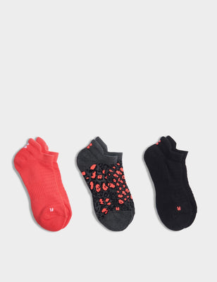 Workout Trainer Socks 3 Pack - Black Luxe Leopard Print