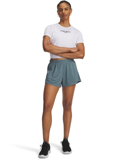 Under Armour Tech Mesh Play Up 3" Shorts - Jasper Blue/Serpentineimage3- The Sports Edit