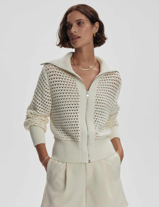 Eloise Zip-Through Knit - Egret