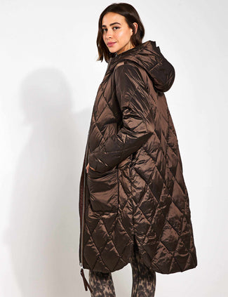 Frisco Long Quilt Jacket - Coffee Quartz Metallic