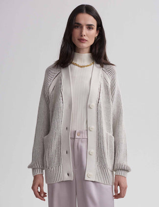 Jude Plated Cardigan - Birch