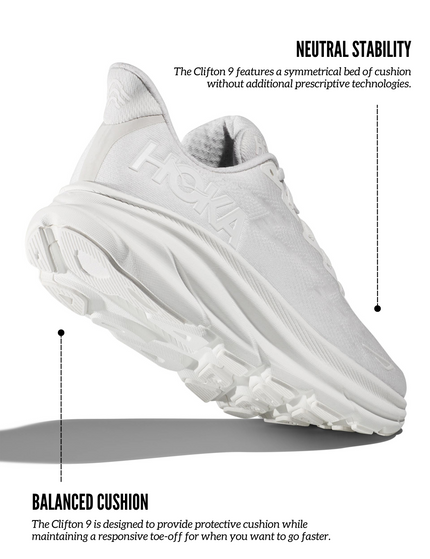 HOKA Clifton 9 - White/Whiteimage3- The Sports Edit