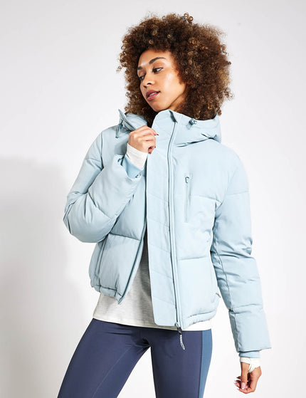 Goodmove Stormwear Hooded Cropped Puffer - Light Mintimage1- The Sports Edit
