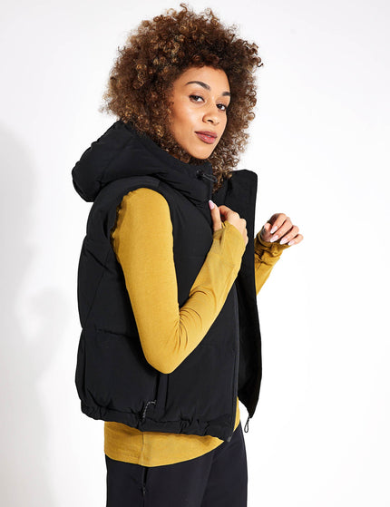 Goodmove Hooded Cropped Puffer Gilet - Blackimage2- The Sports Edit