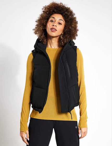 Goodmove Hooded Cropped Puffer Gilet - Blackimage4- The Sports Edit