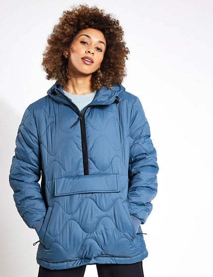 Goodmove Quilted Half Zip Hooded Puffer Jacket - Dark Airforceimage1- The Sports Edit