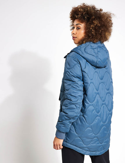 Goodmove Quilted Half Zip Hooded Puffer Jacket - Dark Airforceimage2- The Sports Edit