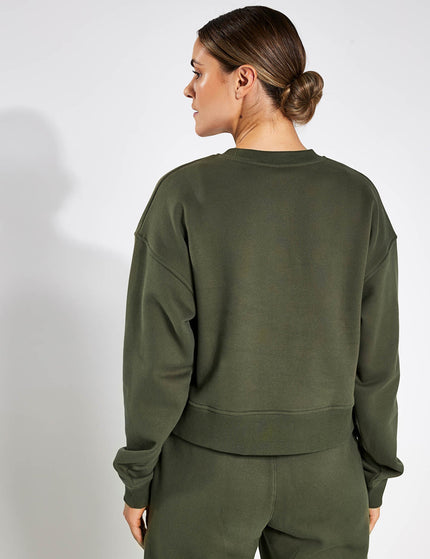 Lilybod Becca Cropped Sweater - Olivineimage2- The Sports Edit