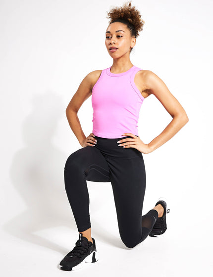 Nike One Fitted Dri-FIT Cropped Tank Top - Playful Pink/Blackimage3- The Sports Edit
