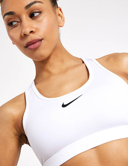 Nike Swoosh Medium Support Bra - White/Stone Mauve/Blackimage4- The Sports Edit