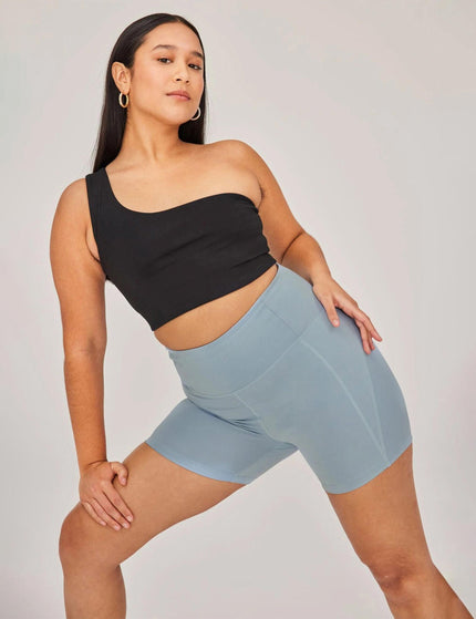 Girlfriend Collective Bianca One Shoulder Bra - Blackimage6- The Sports Edit