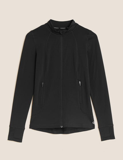 Goodmove Funnel Neck Zip Up Long Sleeve Running Top - Blackimage7- The Sports Edit