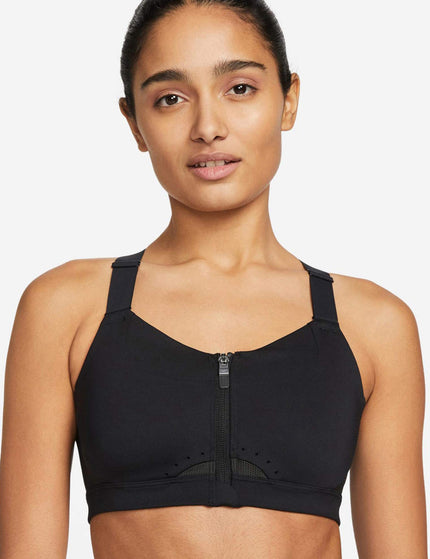 Nike Dri-FIT Alpha Padded Zip-Front Sports Bra - Black/Dark Smoke Greyimage1- The Sports Edit