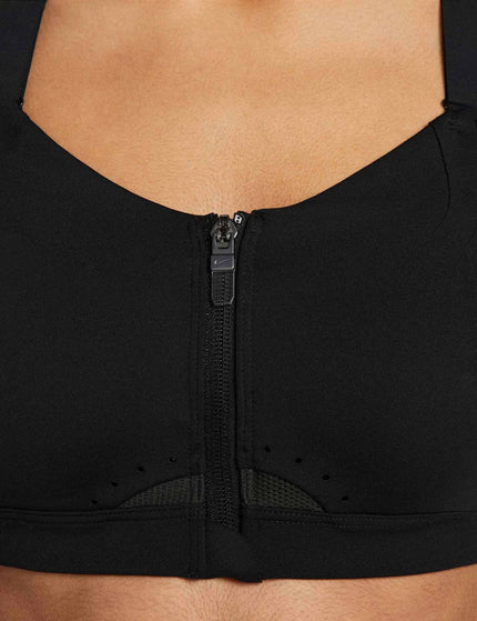 Nike Dri-FIT Alpha Padded Zip-Front Sports Bra - Black/Dark Smoke Greyimage4- The Sports Edit