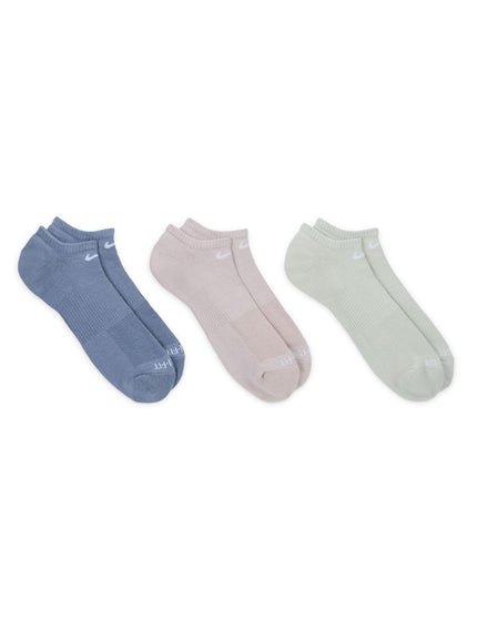 Nike Everyday Plus Cushioned No-Show Socks (3 Pairs) - Blue/Pink/Greenimage1- The Sports Edit