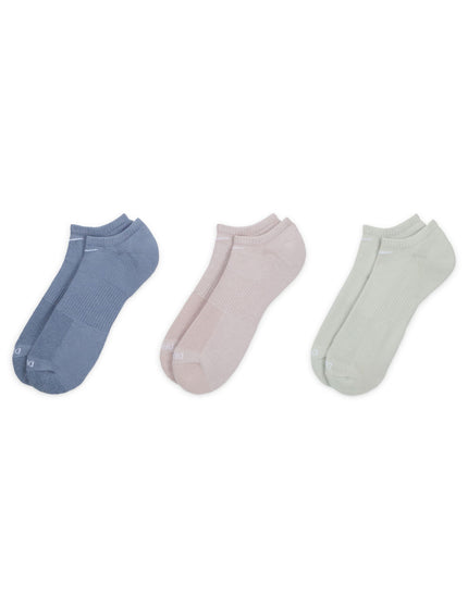 Nike Everyday Plus Cushioned No-Show Socks (3 Pairs) - Blue/Pink/Greenimage2- The Sports Edit