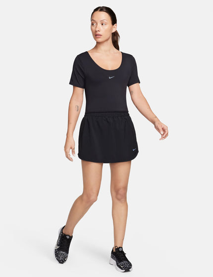 Nike One Classic Dri-FIT Short-Sleeve Cropped Twist Top - Black/Whiteimage6- The Sports Edit
