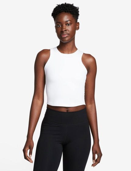 Nike One Fitted Dri-FIT Cropped Tank Top - White/Blackimage1- The Sports Edit