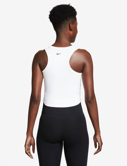 Nike One Fitted Dri-FIT Cropped Tank Top - White/Blackimage2- The Sports Edit