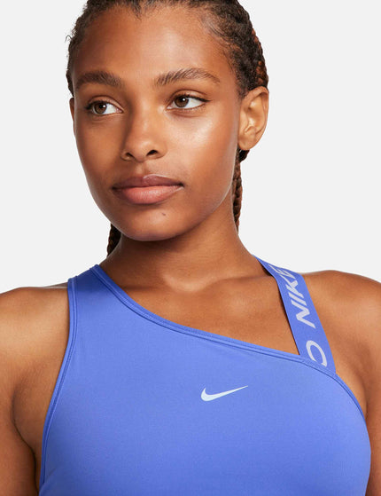 Nike Pro Swoosh Asymmetrical Bra - Blue Joy/Blue Tintimage3- The Sports Edit