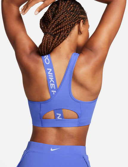 Nike Pro Swoosh Asymmetrical Bra - Blue Joy/Blue Tintimage2- The Sports Edit