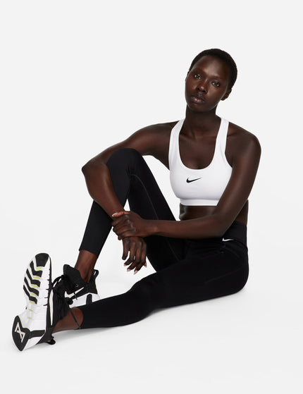 Nike Swoosh Medium Support Bra - White/Stone Mauve/Blackimage5- The Sports Edit