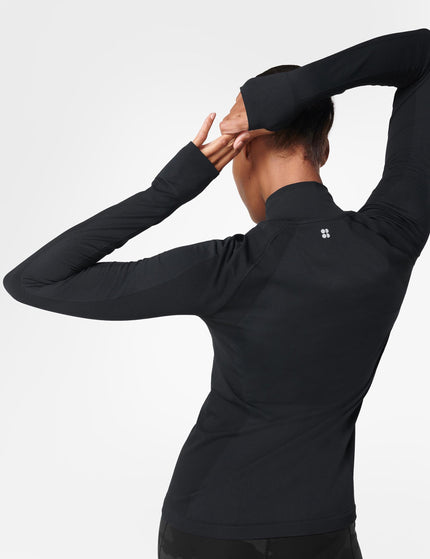 Sweaty Betty Athlete Seamless Half Zip Long Sleeve Top - Blackimage3- The Sports Edit